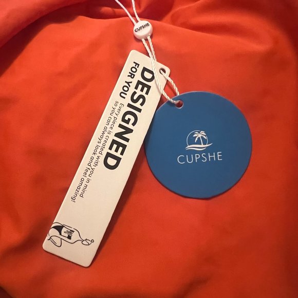 NWT Women's Cutout High Neck Back Tie One Piece Swimsuit - Orange - Large - Picture 5 of 5